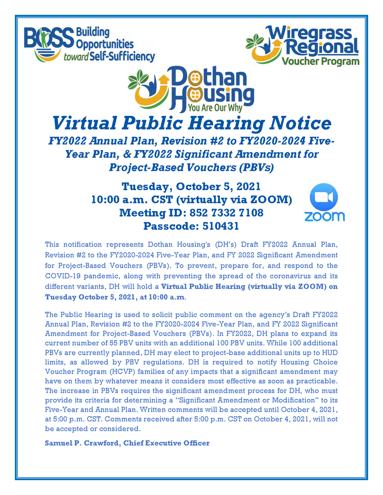 Virtual Public Hearing Notice