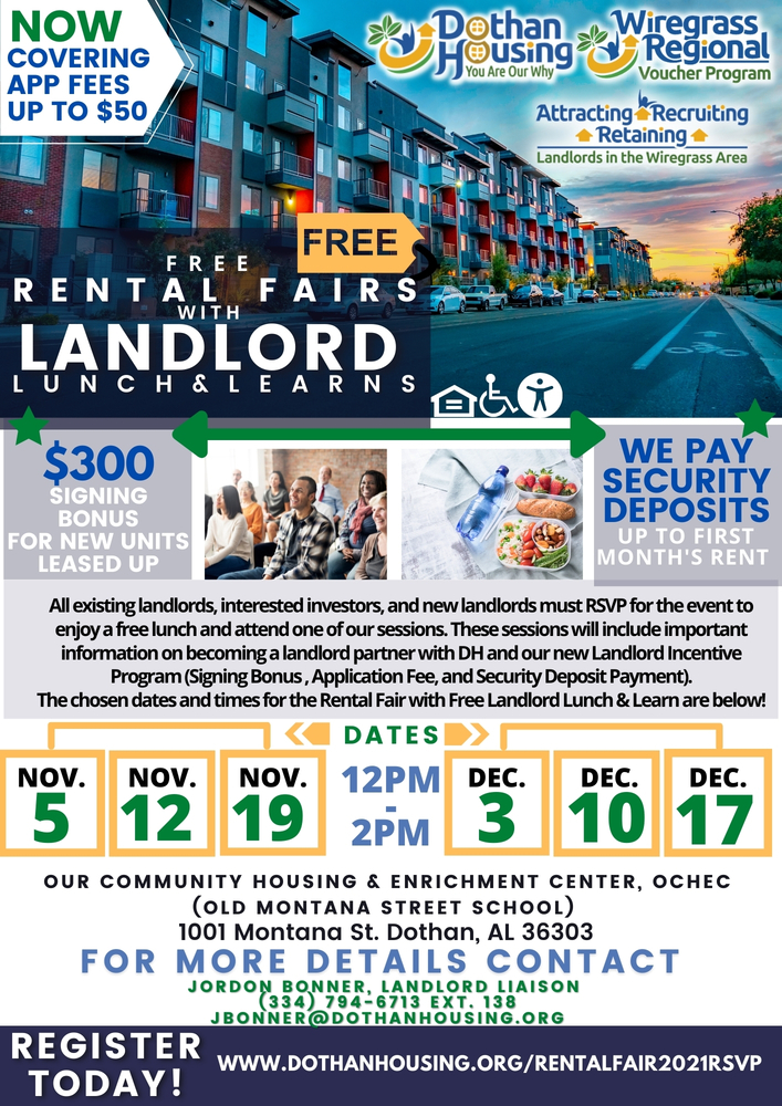 Dothan Housing Launches Landlord Incentive Campaign: Rental Fairs with Free Landlord Lunch & Learns