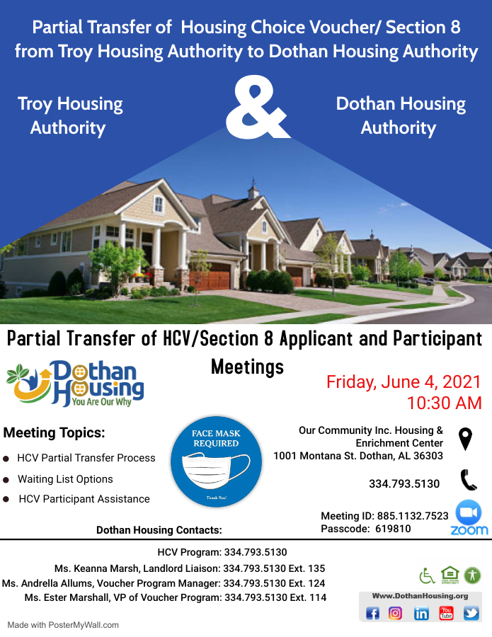 Partial Transfer of Housing Choice Voucher from Troy Housing Authority to Dothan Housing Authority