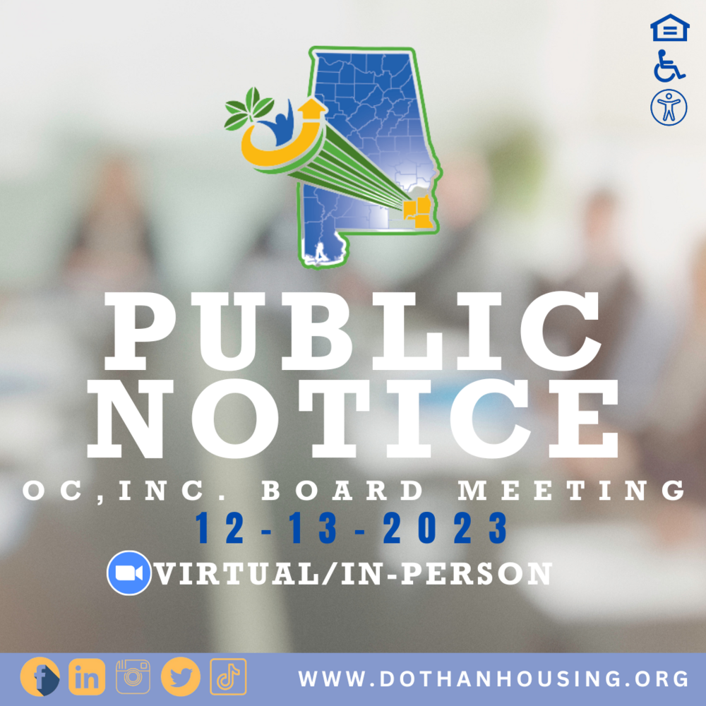 Public Notice: OCI December Board Meeting